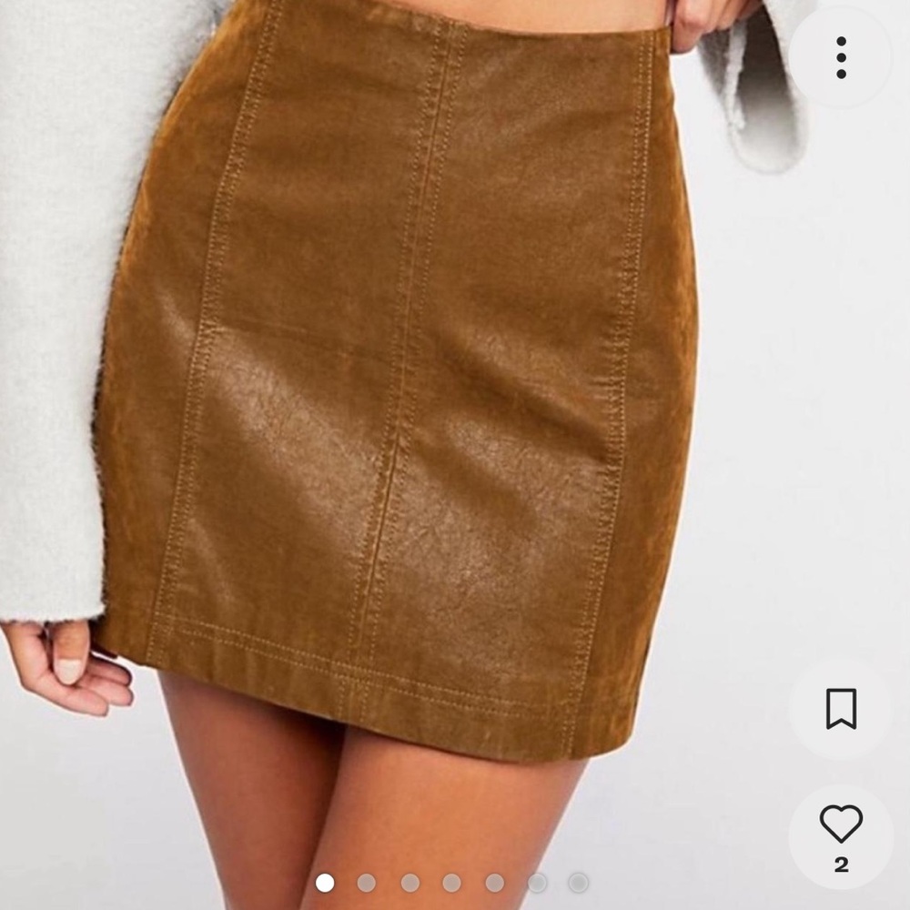 free people modern femme mini skirt - brown leather